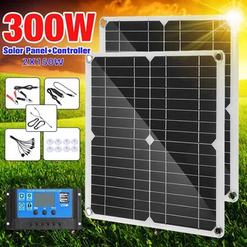 300 W Komplet Solarni Paneli 2 u 1 Komponente Fotonaponskih sustava 12 v/5 v USB Solarni paneli s Kontrolerom 10A/60A za Vozila Jahte RV Brod Telefona