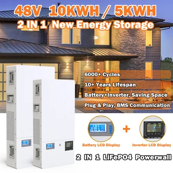 48 U 100Ah 200Ah Powerwall LiFePO4 Baterija 51,2 10 kw*h 5 kw*h s RS485, CAN Komunikacija 6000 + Ciklusa za kućnu pohranu