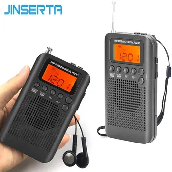 JINSERTA Prijenosni Mini FM/AM Radio Zvučnik Music Player Sat LCD Digitalni Zaslon Podrška za baterije i USB Napajanje