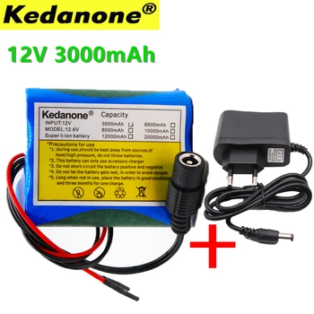 KEDAONE 12 3000 mah baterija 18650 li-ion Punjiva baterija dc, Pogodan je za video nadzor kamera Cam Monitor 3A Baterija + 12,6 U