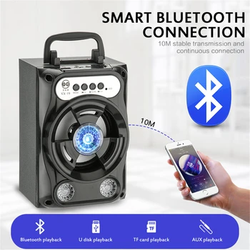 Prijenosni Bluetooth Slušalica S Mikrofonom Šarene Led Subwoofer Stereo Punjive Večernje Karaoke Stupca Podržava TF USB FM