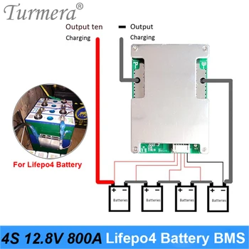 Turmera 4S 800A 50A 12,8 14,4 U 32700 Lifepo4 Baterija BMS Balans za solarne ploče ili električnim brodom neprekinuto napajanje od 12