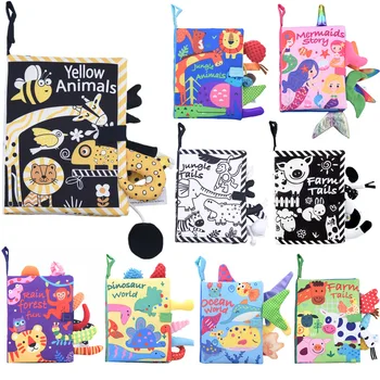 0 do 36 Mjeseci 3D Tkanine Knjige Dječje Plišane Tkanine Knjige za Novorođenčad Montessori Ručna Lutka Razvija Igračka za Djecu Poklon