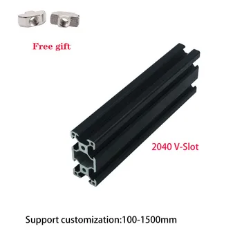 1 kom. Crni 2040 V-Oblika Aluminijski Profil Ekstruzija Okvira Europskog Standarda 100 mm-1200 mm Eloksirani Linearan Za Detalje 3D Pisača CNC