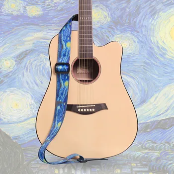 1 kom. Remen za gitaru sa po cijeloj površini Neba u stilu Van Gogh, električna gitara, Bas-gitara, Remen Za Akustične Gitare, Bez perforacije, Remen za ukulele