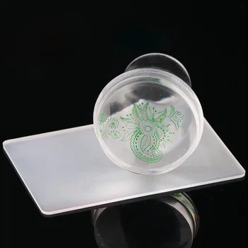 1 Komplet Prozirne Silikonske Glave za Ispis Pečat Predložak Scraper DIY Nail Art Alat za utiskivanje nokte ploče Poljski Tiskanom Oprema