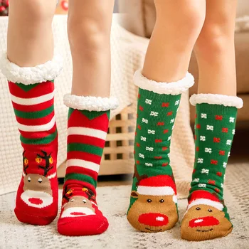 1 Par Božićnih Vunene čarape od vune, Нескользящие, Super Kvalitetna, Meka, od mikrovlakana, Udobne Čarape Za Spavanje, Mekane, Tople Čarape i papuče