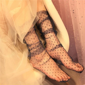 1 par Seksualnih Towers čarapa grašak, Ženske Prozirne Mrežaste Čarape do gležnja, Ženske ultra tanke čipke i čarape Princeza, Ženske Čarape Meias