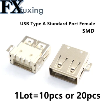 10/20 komada Tip USB Standardni Priključak Ženski Lem Priključci Priključak pcb Priključak USB-A tip Ženski Ravan Rub 2,0 mm SMD otpornost na temperaturu