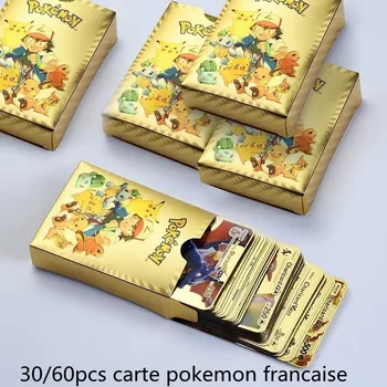 10-60 KOM. Karta Pokemon na francuskom jeziku s OZNAKOM V VMAX GX MEGA EX Pokémon Shining Francaise Verzija Igre Bitka Trgovina Flash kartice