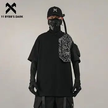 11 BYBB'S DARK Harajuku Majice Kratki Rukav Majice u stilu hip-hop Funkcijska Uličnu Odjeću U stilu Patchwork s Džepovima Ljetne Majice Muške