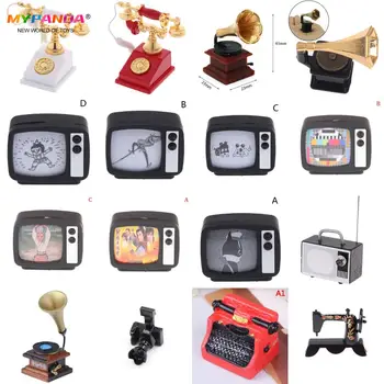 1pc 1:12 Kućica za lutke je Minijaturna Kamera Telefon Simulacija TV Fonograf Šivaći Stroj Model Lutke Pribor Uređenje Igračke