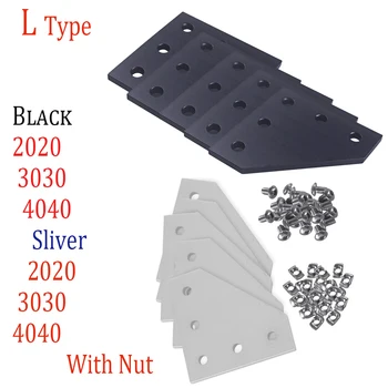 2/5/10 kom. Crna/Srebrna 3D pisač 2020/3030/4040 90 Stupnjeva tip L sa 5 Rupa Dijamantna Ploča za aluminijskih profila sa V-twin utorom CNC