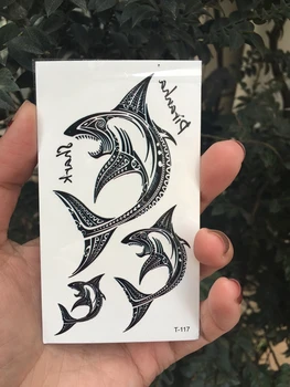 2018 Nova Vodootporna Privremena Tetovaža Naljepnica Čipke Morski pas je riba tetovaža flash tetovaža lažne tetovaže za Žene Muškarci