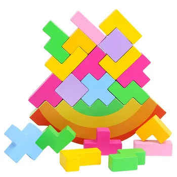 2019 nove dječje drvene igračke Tetris ravnotežu blokovi koji se prelijeva hrpe visoke igračke obojene kognitivne igračke za ranog odgoja i obrazovanja za djecu