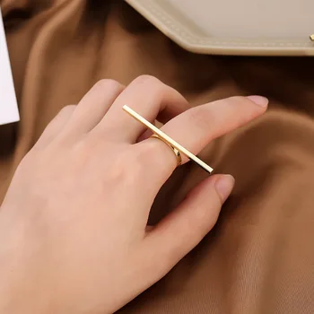 2021 Novi Dizajn Zlatne / Srebrne Boje Modni Dugo Kvadrat Prsten za Žene