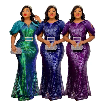 2022 Dubai Raskošne Večernje Haljine Ženske Velike Dimenzije Afrički Maksi Maxi Haljina Sa Šljokicama Vjenčanica Za Zurke Дашики Afrička Odijevanje