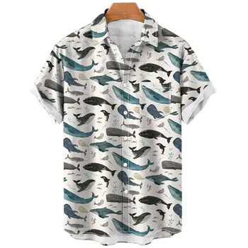 2022 Ljetne Košulje Za Muškarce Morske Životinje Morskog Konjica Riba 3d Slobodna Havajski Košulja Muška Odjeća Ljetne Majice Svakodnevne Kratkih Rukava