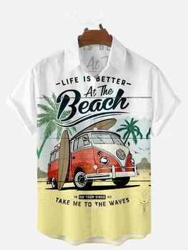 2022 Ljetne Muške Havajske Košulje S Auto-Digitalni Tisak, Dnevne Košulje Ljetne Majice Kratkih Rukava 5XL