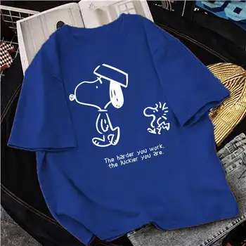 2022 Ljeto Snoopy Crtani Pamuk Okrugli Izrez Slobodan Velike Dimenzije t-Shirt S-5Xl Kawaii Anime Par kratkih Rukava za Poklon za Rođendan