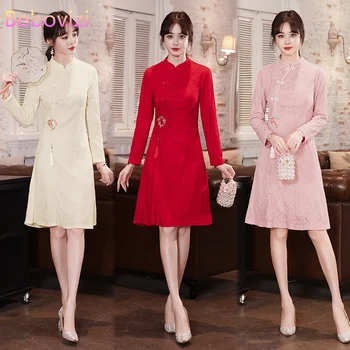 2022 Novi Jesenski Superior Čipke Чонсам Tradicionalna Kineska Ženska Odjeća Dugih Rukava Qipao Plus Size 4XL