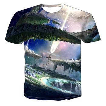 2022 Prirodni Zvjezdano Nebo Grafička Muška majica Ljetna Svakodnevni 3D Modni Majice S okruglog izreza Košulja Odjeća Za Dječake Plus Veličina Vanjska odjeća
