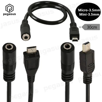 30 cm DC 3,5 mm Ženski do 5Pin Mini / Micro 5P Muški Konektor Adapter za Mikrofon, USB Produžni Kabel