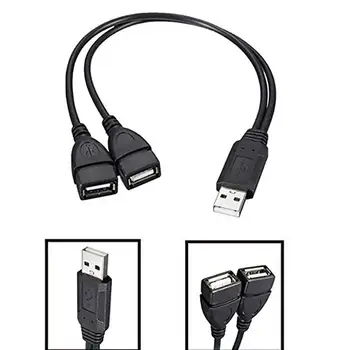 30 cm USB2.0 Muški Dual USB Ženski USB Kabel za punjenje Produžni kabel visoke kvalitete USB Y Razdjelnik plug and play