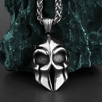 316L Nehrđajućeg Čelika Spartanski Maska Muška Ogrlica Viteška Kaciga Maska Amulet Hip-Hop Ovjes Ručni Rad, Nakit Kreativno Prodaja na Veliko