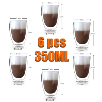 350 ML Staklena Čaša S Dvostrukim Stijenkama Bistra Ručno Otporna Šalica Za Čaj Pića MINI-Čaša Za Viski 100 Stupnjeva Celzija Espresso demitasse
