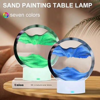 3D Umjetnička Pijeska Scena Dinamička Slika U obliku Pješčanog Sata Lampe za 7 Boja USB noćno svjetlo Za Spavaće sobe Stolni Home Dekor Dječji Dar