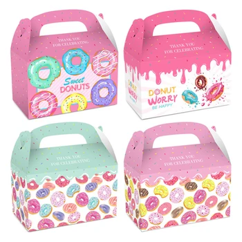 4KOM Krafne Candy Poklon Kutije za Keks Pakiranje Papirnate Vrećice Dječji rođendanski Poklon Isporuke Prsten Anksioznost College DIY Svadbeni Nakit