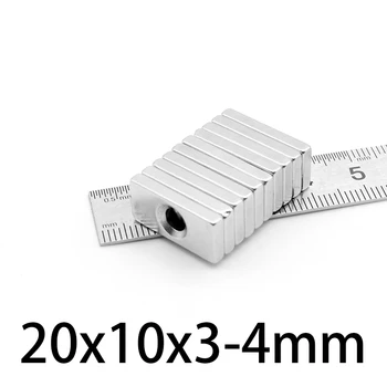 5-100PC 20x10x3-4 mm Blok Snažan Magnet s Rupom 20x10x3 mm-4 mm Najjači Permanentni Magneti NdFeB 20*10*3-4 mm