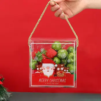5 Kom. Božićni Poklon Za Čokolade Prozirna Kutija Za Jabuke Poklon Bombon Korist Prozirne Suveniri Plastične Kocke Darove za Božić Vjenčanje