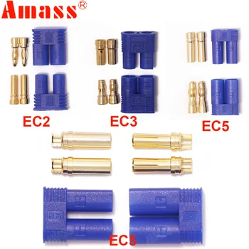 5 parova Akumulirati EC2 EC3 EC5 Baterija Priključak Komplet Muški Ženski 2,0 mm 3,5 mm 5,0 mm Pozlaćeni Konektor tipa 