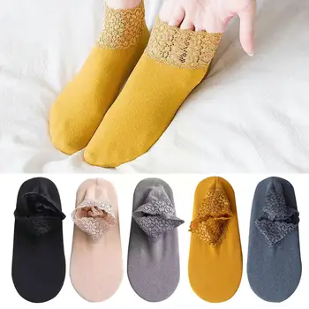 5 parova Baršuna Čarapa na podu, Držači ženski Silikonski Нескользящие zimske Tople Debele Mekane i Super Baršun jesen čarape srednje dužine i čarape Q5M4
