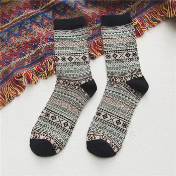 5 Parova Muških Čarapa u Vintage stilu, Debele Zimske Tople Vunene Udobne Čarape Iste Veličine za Muškarce, za Kampiranje