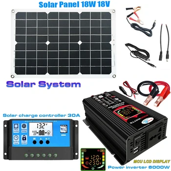 6000 W Inverter Solarni Sustav Proizvodnje električne Energije LCD Zaslon, Dual USB Punjač 18 U Solarni Panel 30A Solarni Kontroler Mreže Kamp
