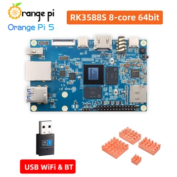 8-core 64-bitni PROCESOR Orange Pi 5 RK3588S 4 / 8 /16 GB ram memorije, Podrška za 8K Video PCIE Dodatni Radijator USB WiFi + BT Adapter za OPI 5