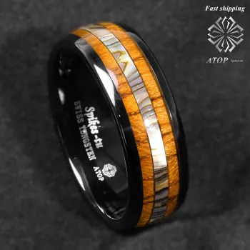 8 mm Crno prsten od volfram karbida, Koa, petrovo uho, Vjenčani Prsten, Gospodo Nakit, Individualne Nakit