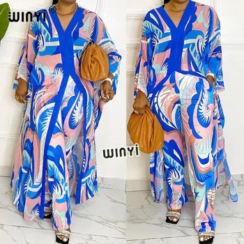 AFRICA Fashion Blogger Preporučuje Popularni svilene haljine Maxi s po cijeloj površini, Slobodan Ljetnih aktivnosti na plaži haljine u boemskom stilu, duga haljina-kaftan za dame