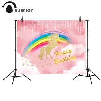 Allenjoy vinil materijal fotografija Pink ulje na platnu mrlja jednorog rođendan rainbow slike pozadine rekvizite za foto-studio