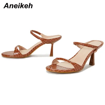 Aneikeh/2023, Ljetne ženske japanke na visokim tankim potpeticama, modni običan ulični papuče bez spajala s otvorenim nožni prst, Sandale, Veličina 35-42
