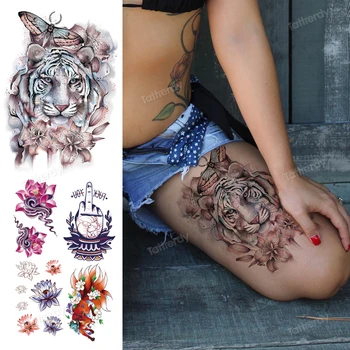 anime cvijet privremene tetovaže naljepnica body art prijenos vode lažna tetovaža seksi za žene djevojka noga ruka tattoo rukava tigar lisica