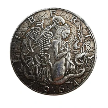 Anđeo i lubanje kovanice, reljefni Skitnica nezaboravne kreativne kolekcije lubanje novčić Энджел 1964 obrt ukrasne kovanice
