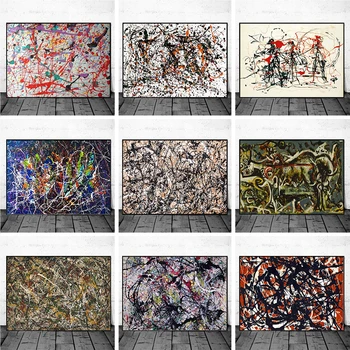 Apstraktna Umjetnička djela Platnu Slike Grafita Poznati Jackson Pollock Plakata i Grafika Zidni Umjetničke Slike za Uređenje Doma Sobe