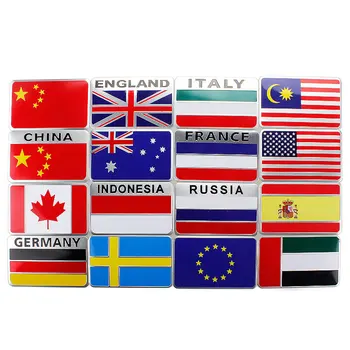 Auto-Pribora za motocikle Zemlja Italija/velika Britanija/Njemačka/Francuska/Rusija/SAD Logotip Nacionalne zastave Aluminijska Naljepnica za automobil