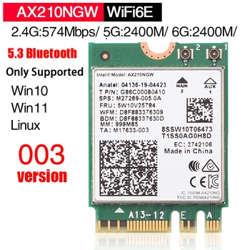 AX210NGW WiFi Kartica WiFi6E Intel AX210 Bežični Modul 6 Ghz tri-band Interni Mrežni Prilagodnik za Bluetooth 5, 3 za Laptop M. 2/ HR-NGFF