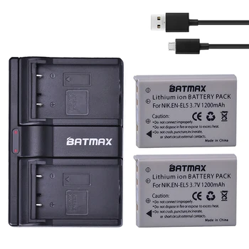 Batmax 2 kom. EN-EL5 EN-EL5 EL5 Li-ion Punjiva Baterija + Dual USB Punjač za fotoaparat Nikon Coolpix P80 P90 P100 P500 P510 P520