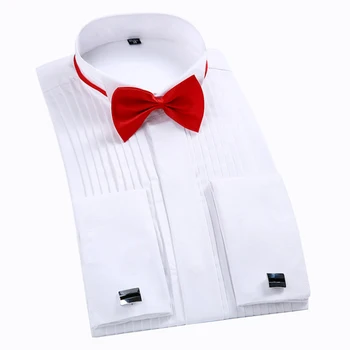 Bijela Muška Košulja-Smoking Regualr Fit Plus Size Francuski Manžete Dugi Rukav Luksuzna Vjenčanje College Muški 6xl